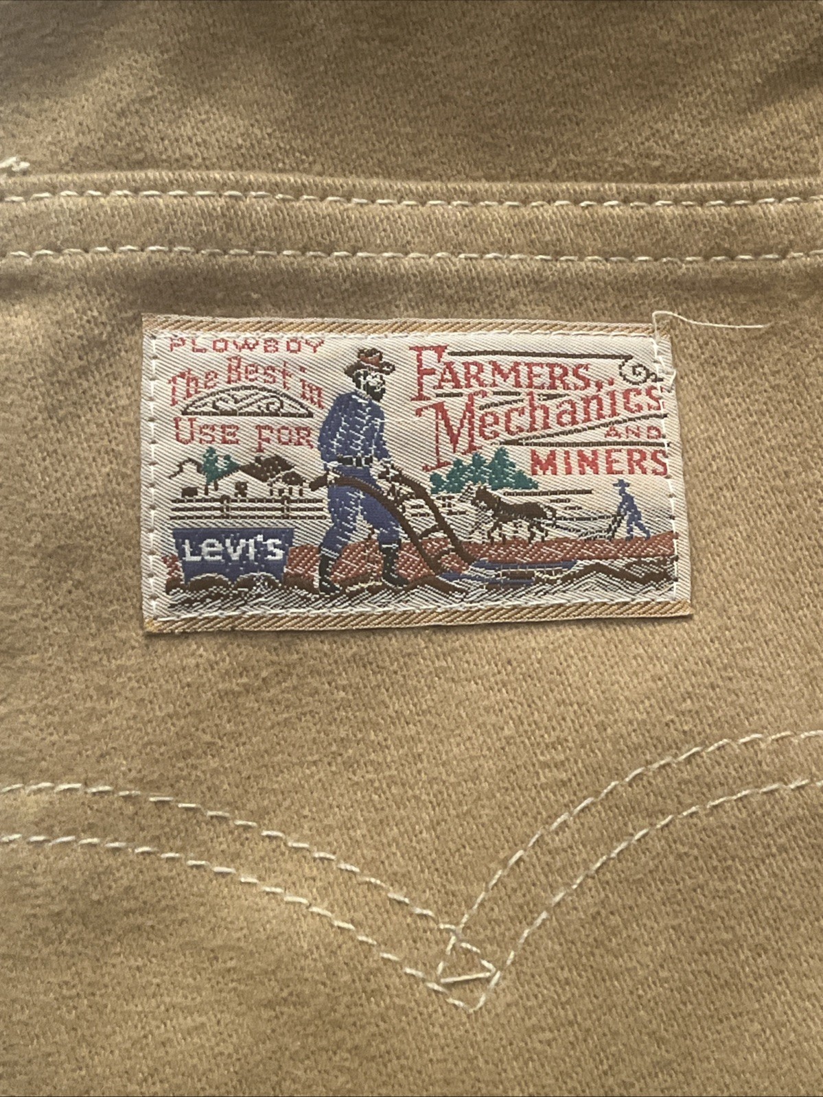 Vintage Levi’s Plowboy Tan Jeans 70s Farmers Mechanics and Miners 30×34 Workwear