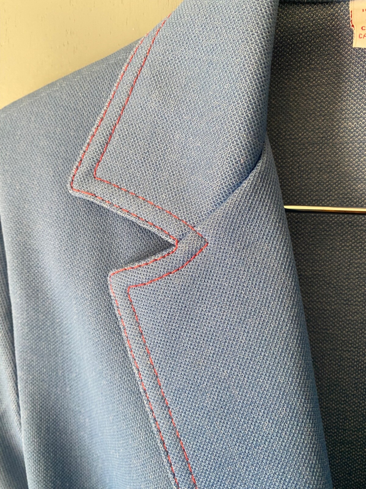 Vintage GRAFF Californiawear Women’s 10 Blue Blazer Red Stitch 70’s Retro Boho