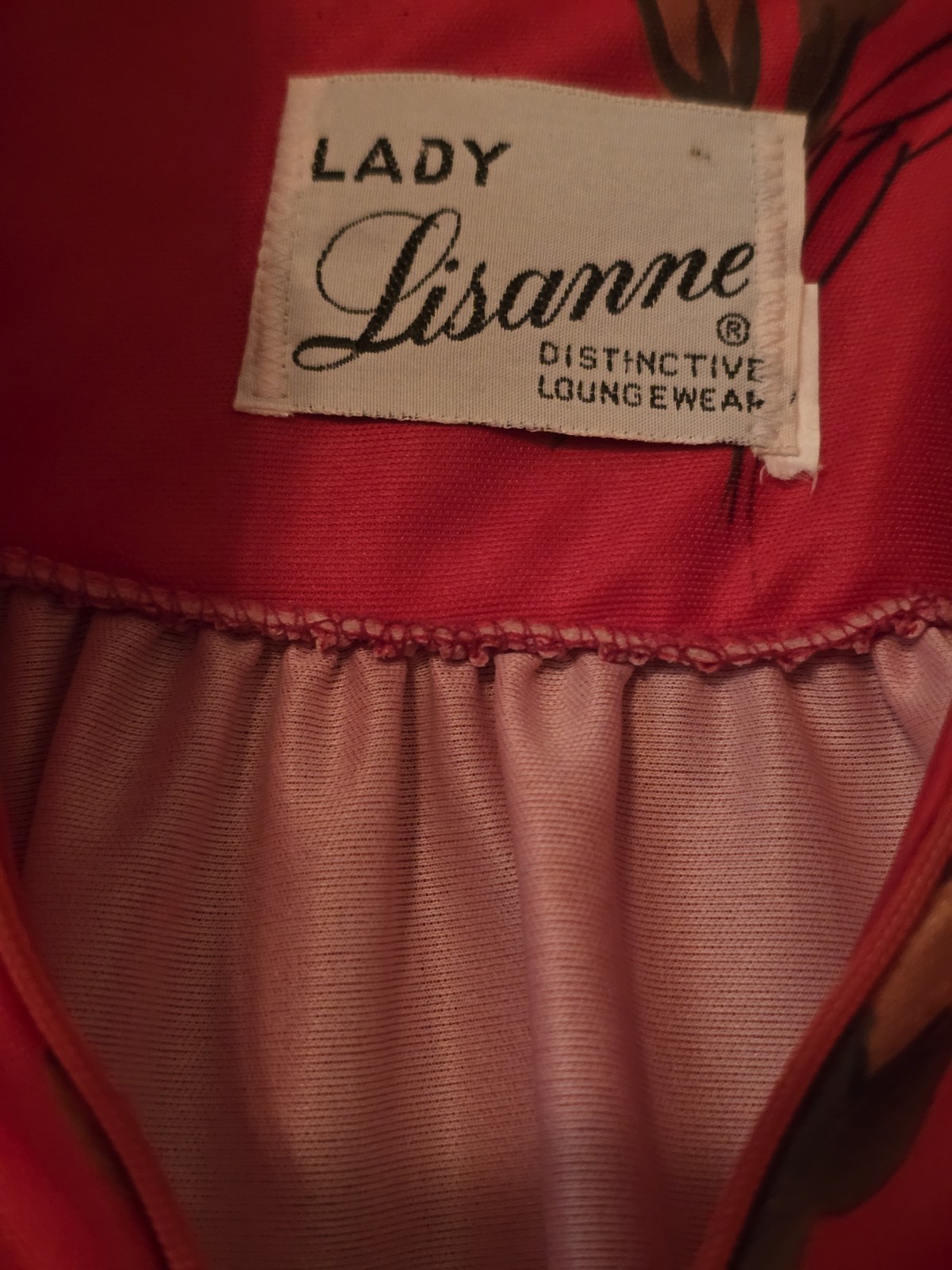 VINTAGE LADY LISANNE LOUNGEWEAR LARGE RED FLORAL ZIP ROBE GRANNYCORE