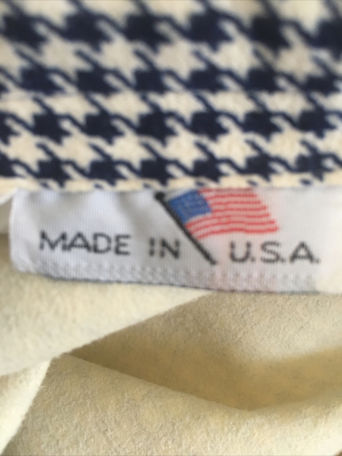 Vintage~ Count Romi Ultra Suede Skirt Houndstooth Dark Blue & Off White Size 14