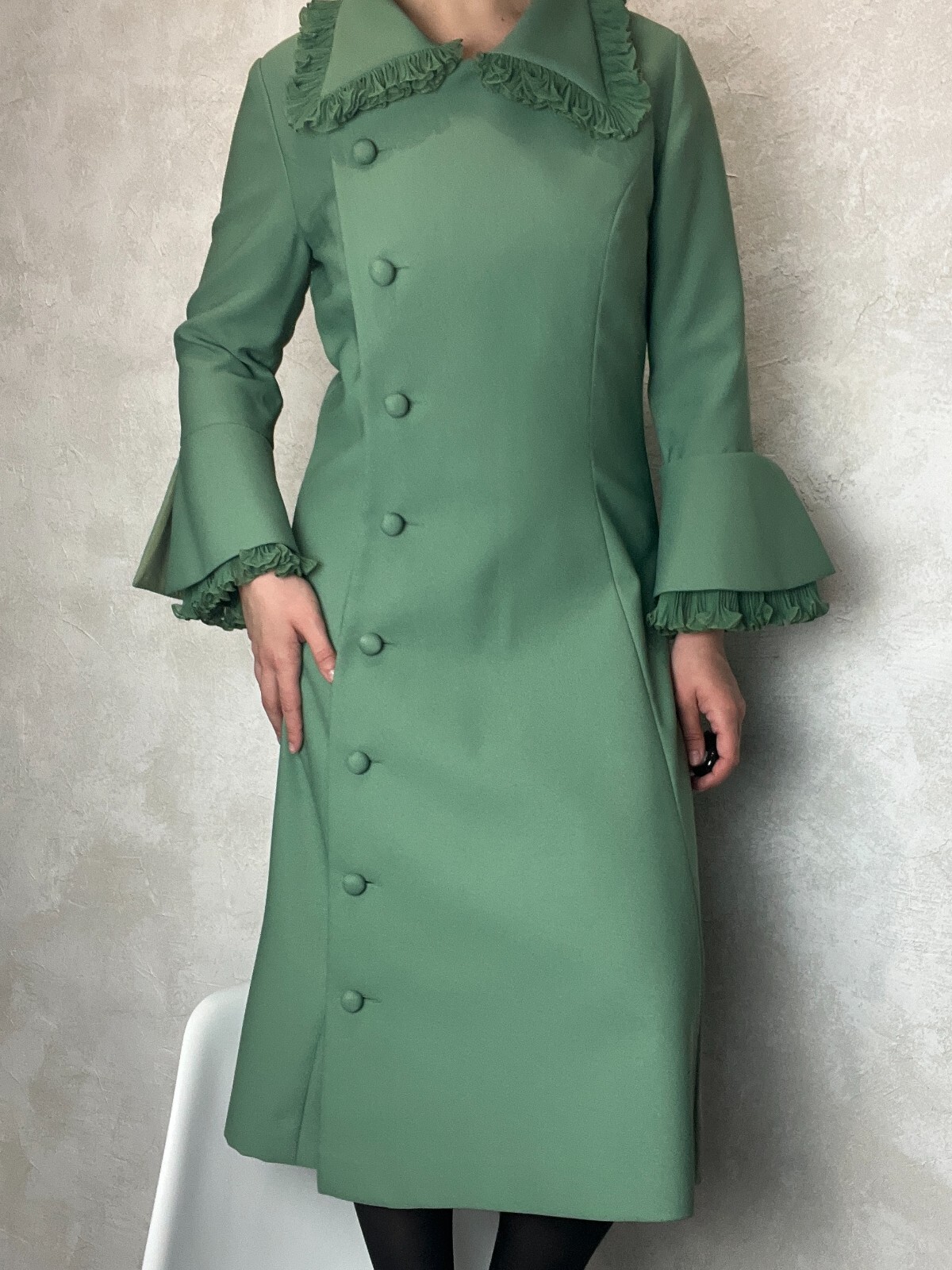 Vintage 60s/70s Ann Michael London Designer Dress Green size UK 14 US 12 M