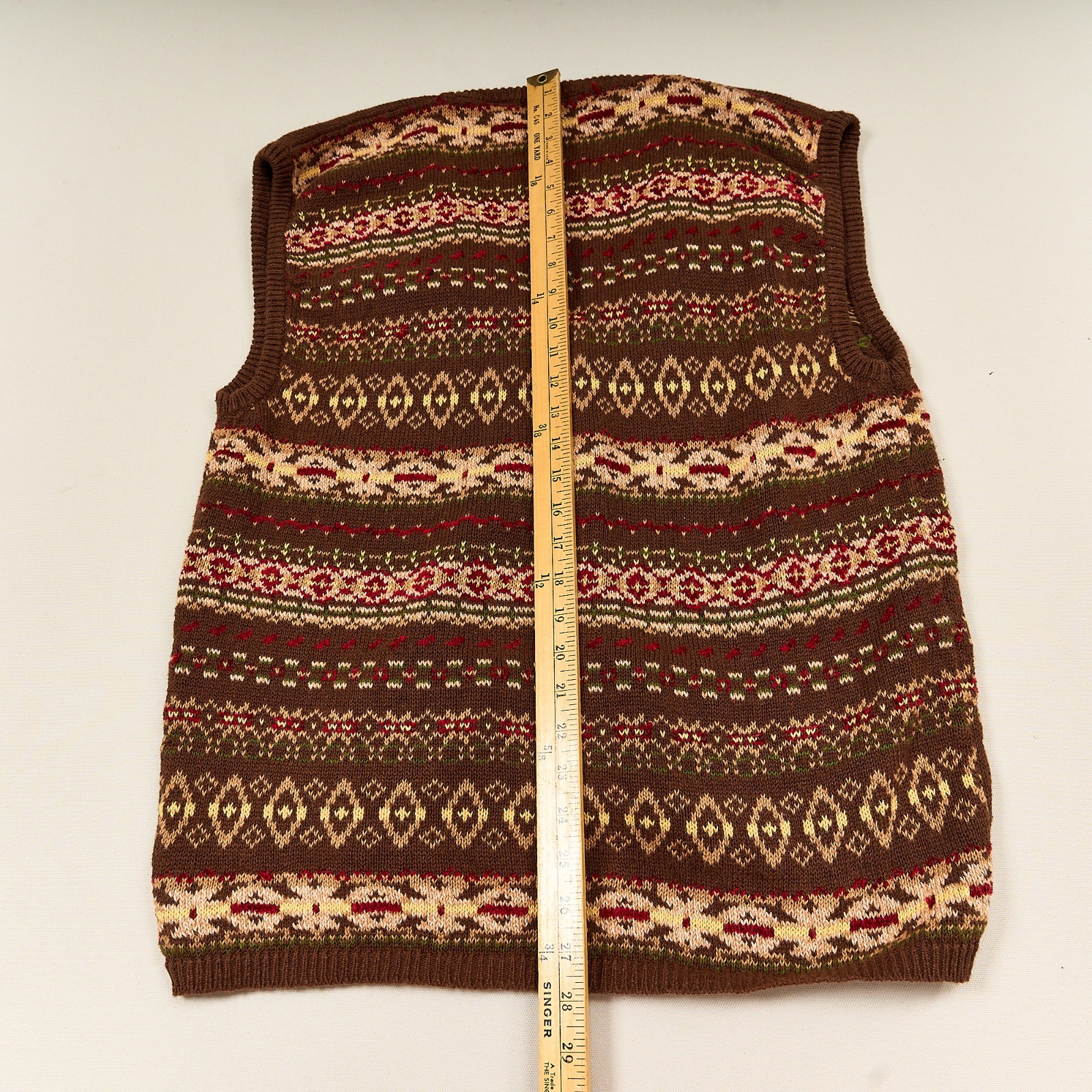 Vintage Jantzen Hand Embroidered Sweater Vest Cotton Ramie Stripes Floral Sz 1X