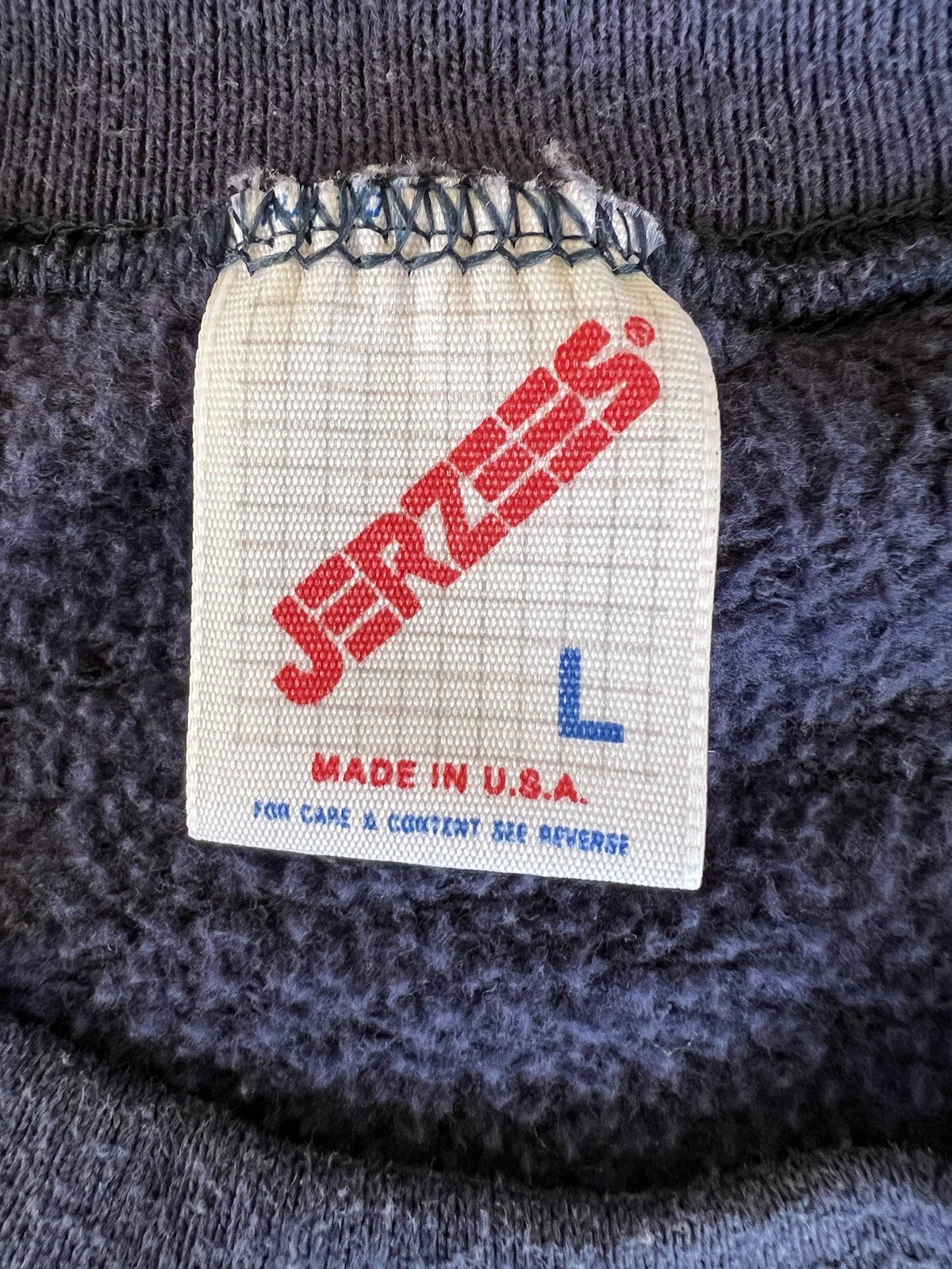 Grandmacore VTG Sweatshirt Blue Quilt Patch Cabin Large Crewneck Pullover