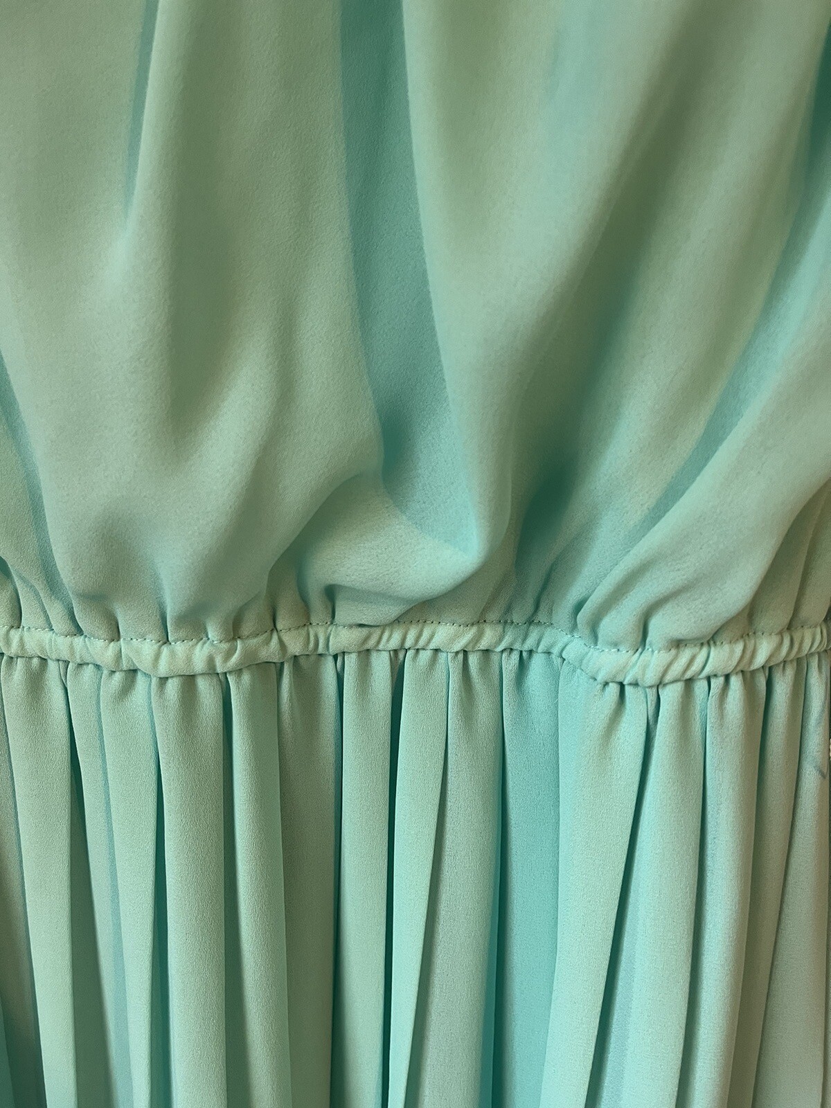 Vintage Short Sleeve Blouson Dress Accordion Pleat Shawl Collar Small/med Satin