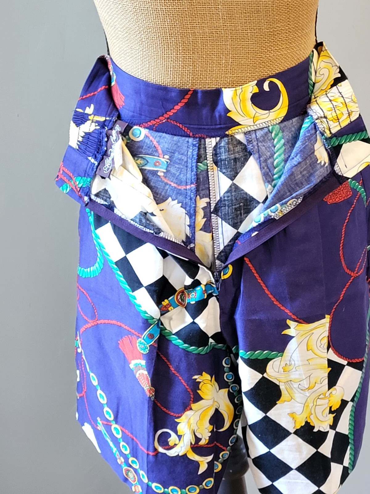 Alexander Campbell Vintage 80s Size 6 Cotton Dress Short Set Purple