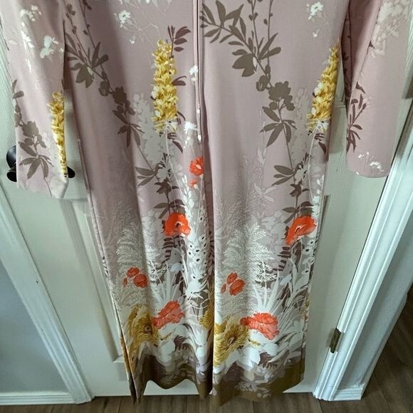 Vintage Collector’s Item Leonard Sunshine Maxi Pink Floral Dress Dorothy Shoop
