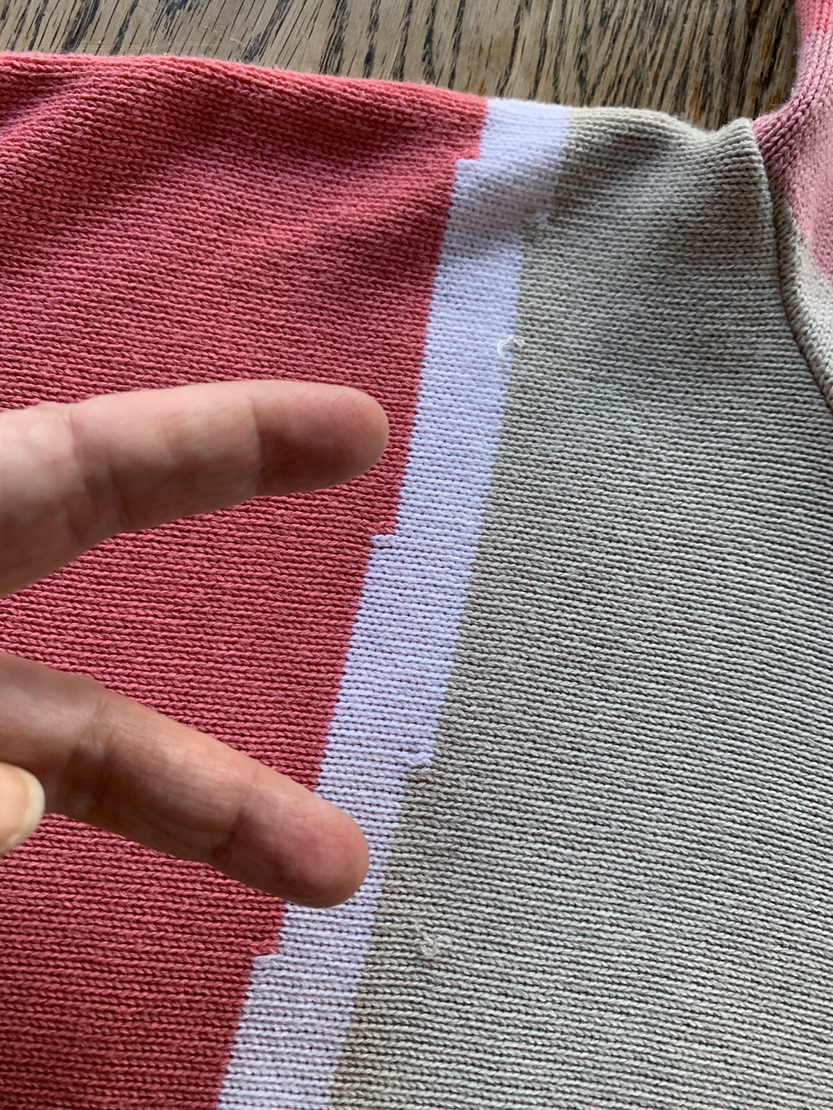 Vintage Company Collection 1X Womens Knit Assymetrical Stripes Melon Corals