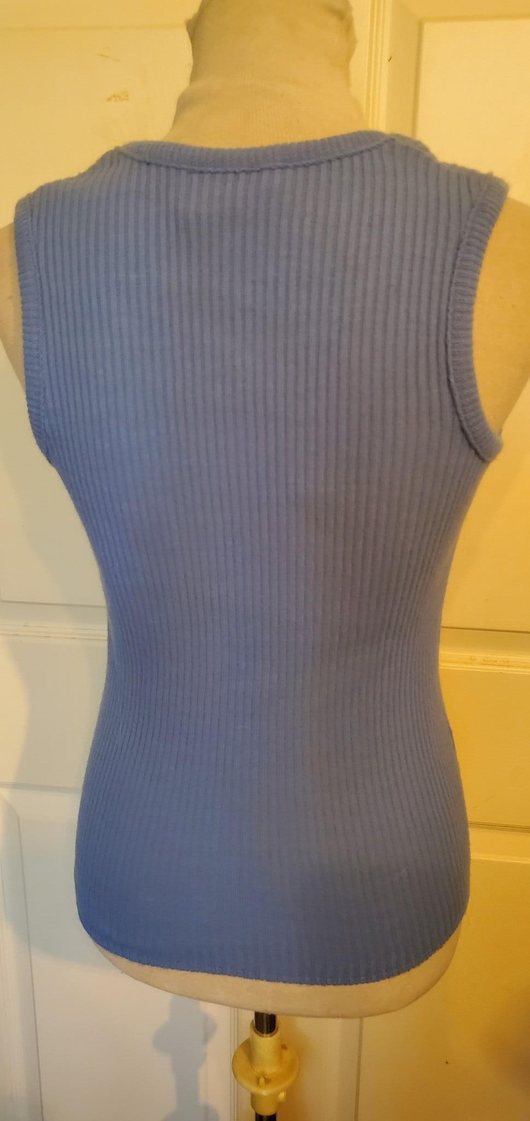 Vintage Blue Knit Sleeveless Ribbed Pullover Top Anu Jr. 7 B34