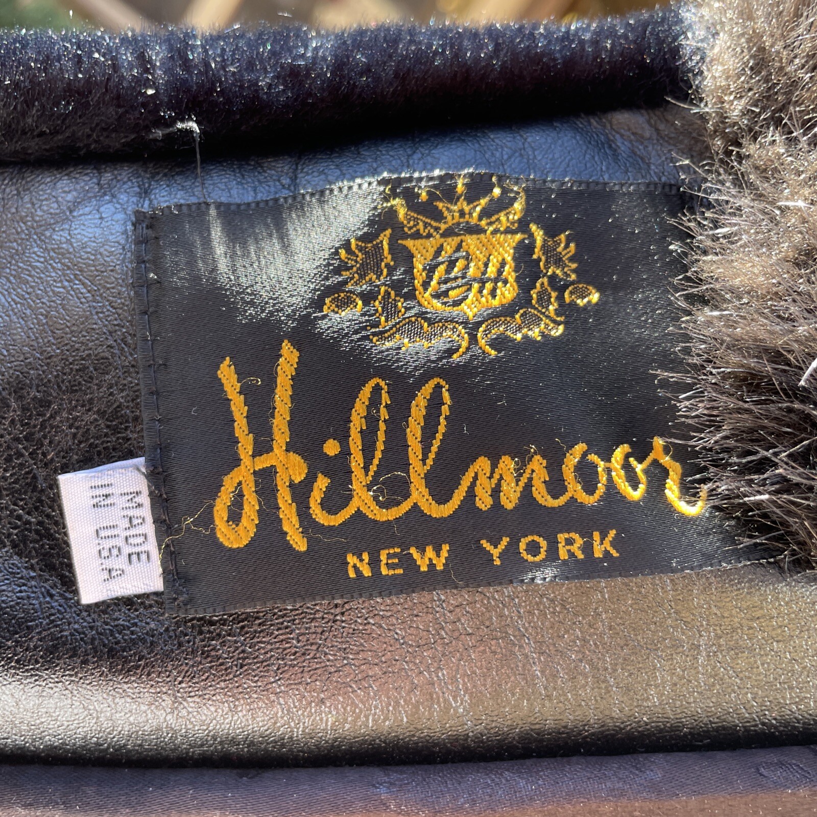 Hillmore NY Fur Coat Faux Black Vintage Granny Core Large Luxe EUC