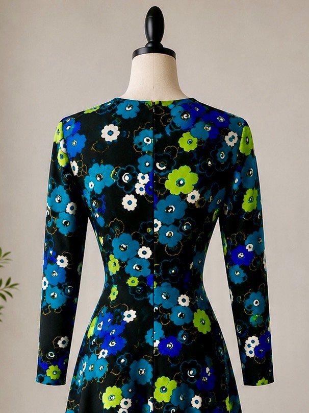 Vintage 70’s Floral Print Long Sleeve Maxi EUC SZ 00