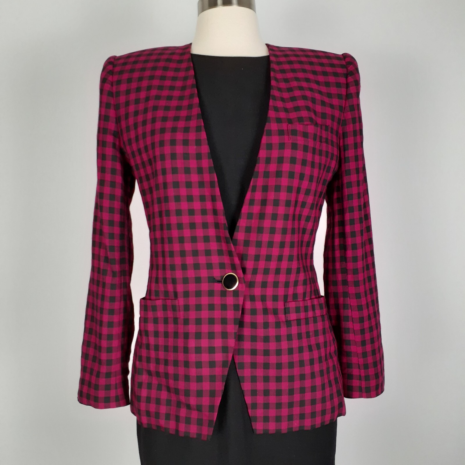 90’s Vintage Bold Gingham Blazer by Stirling Cooper Women’s Suit Jacket Size 4