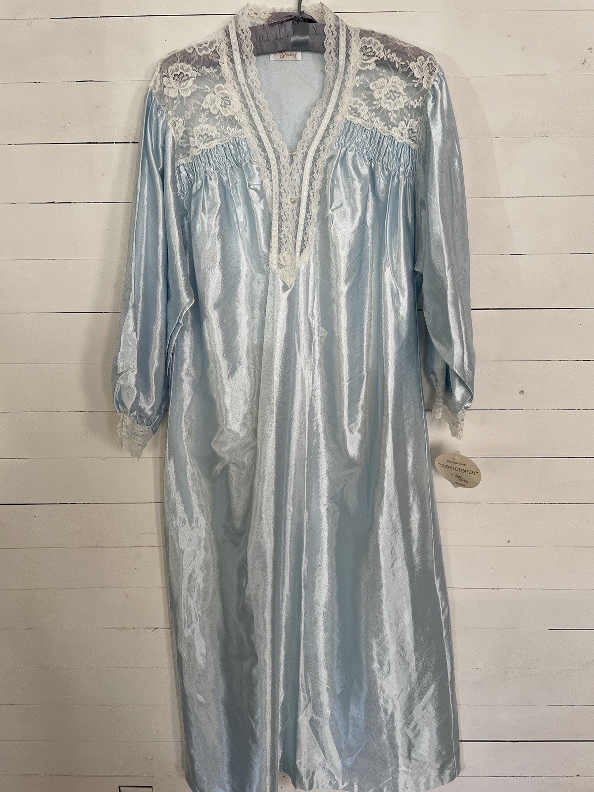 NWT – Vintage Ilise Stevens Blue Satin Style Nightgown – Size M – Made in USA