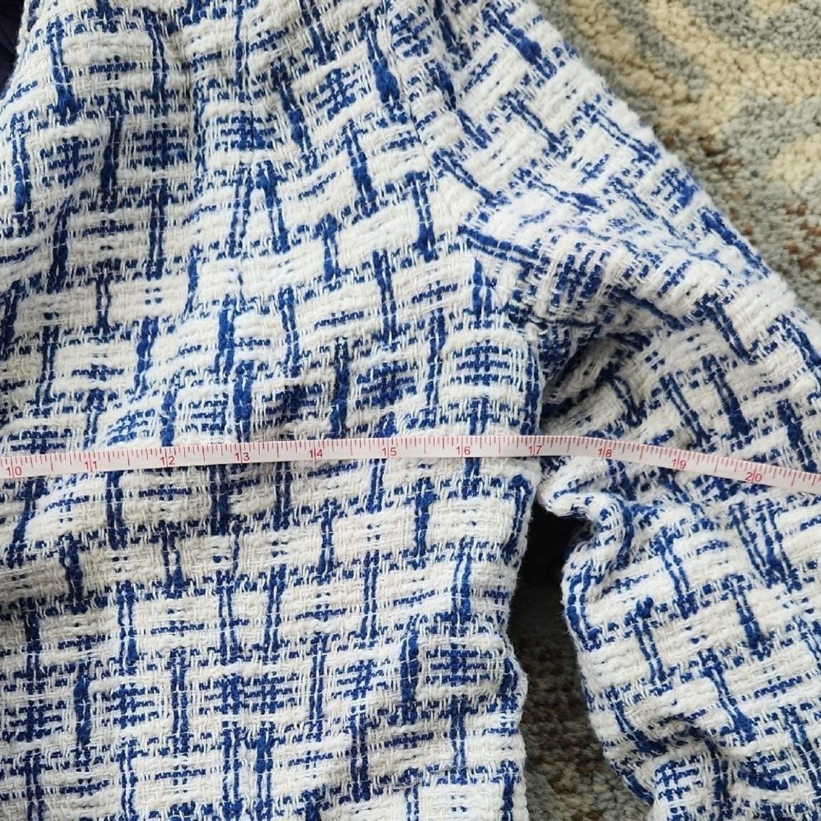 Vintage Drazens Tweed Blazer and Skirt Suit Set Blue White