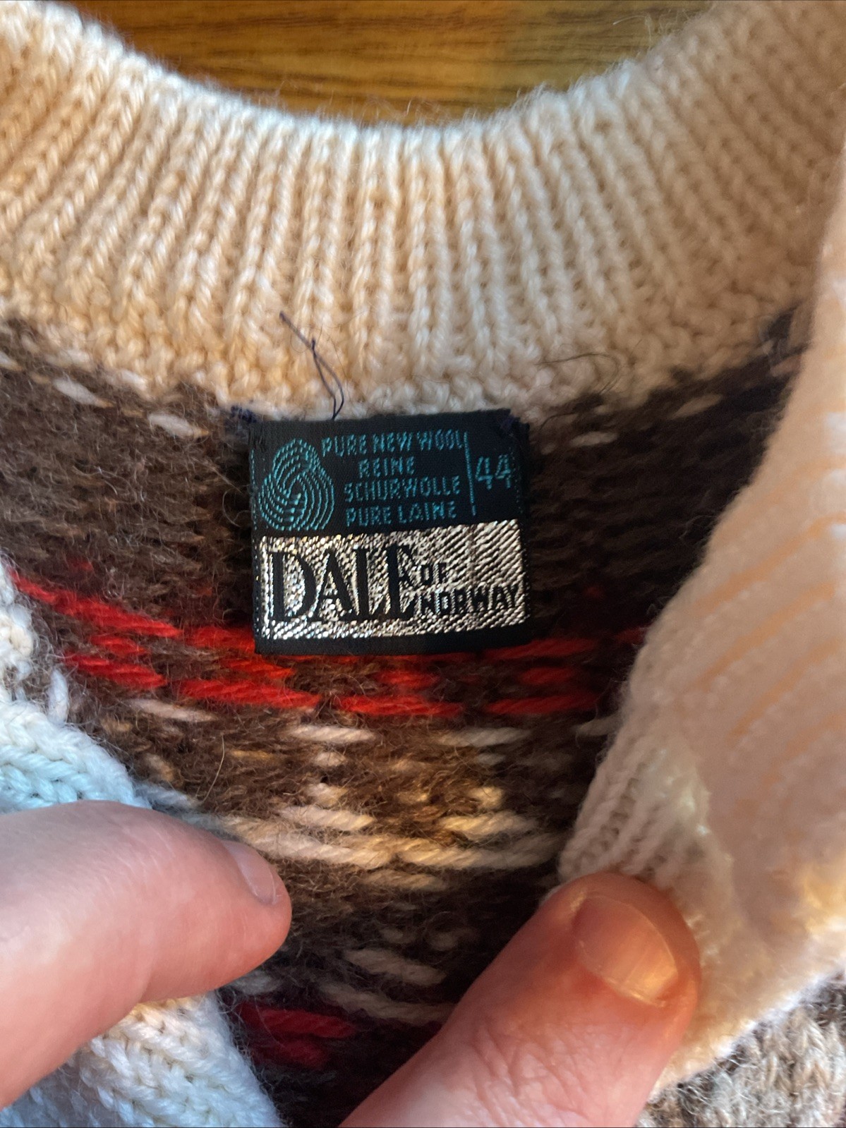 Vintage 70s Dale Of Norway Sweater Fair Isle Wool Knit Cardigan Size 44