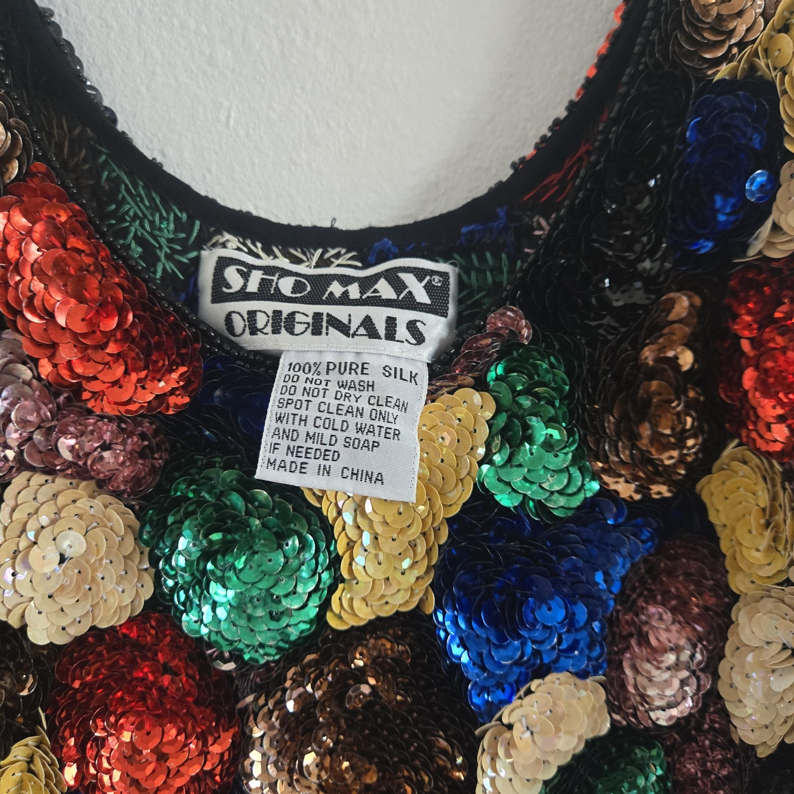 Vtg Sho Max Originals Tank Top Sequence Pure Silk Size Medium