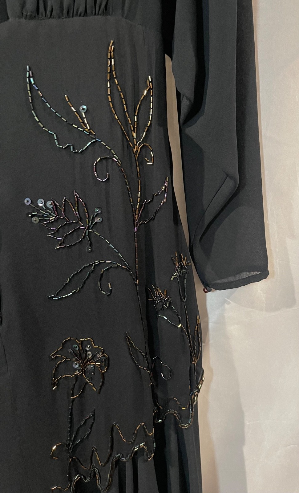 Vintage Casadei Black Multi Color Beaded Cocktail Dress