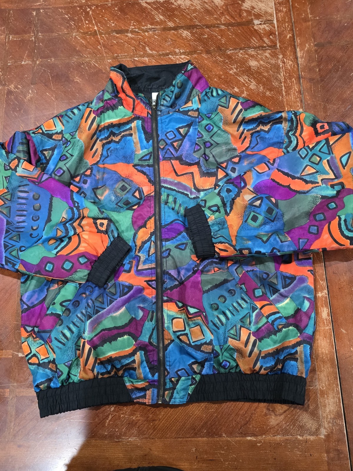 Vintage 1990s Beyond Performance Bold Abstract Geometric Windbreaker Size L