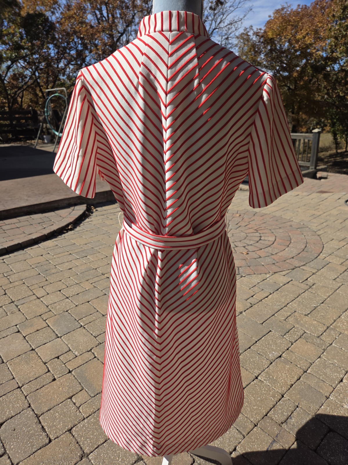 Vtg 60s Mr Jack Dallas White & Red Romantic Classy Pleated A Line Dress W Belt