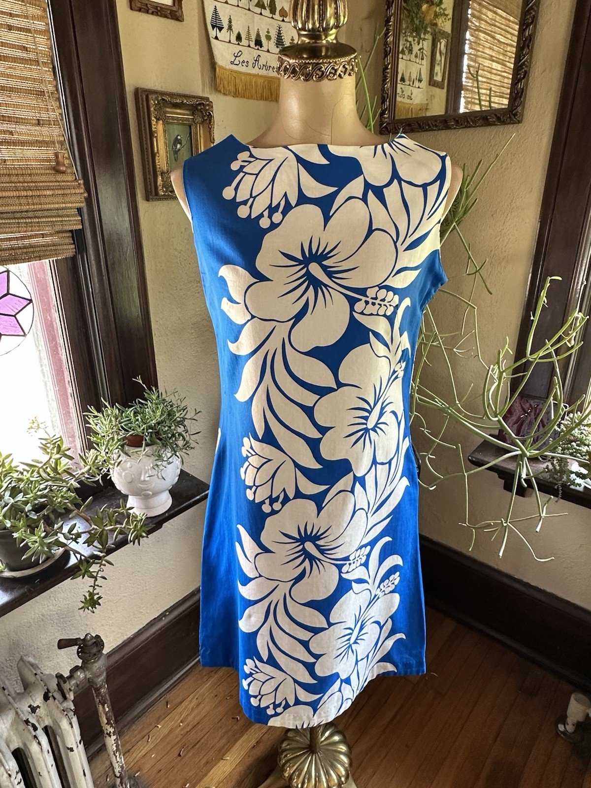 Vintage 60s/70s Handmade Hawaiian Shift Dress EUC Back Zipper Unlined Cute