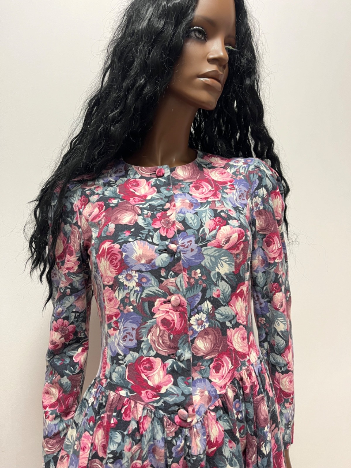 Vintage Laura Ashley Floral Prairie Dress UK 10 Cottagecore Midi Dress