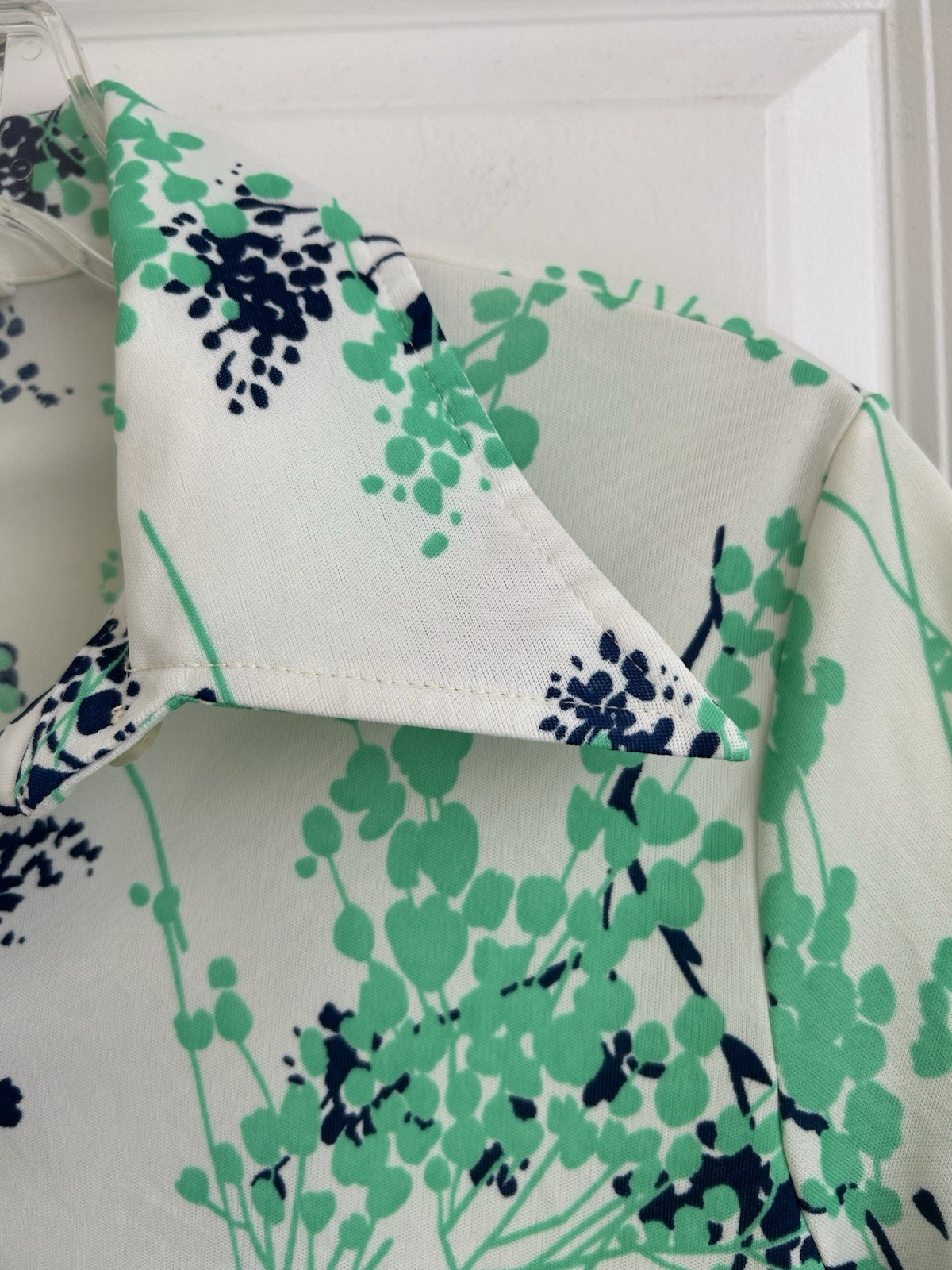 VTG 70’S ALFRED DUNNER POLYESTER DISCO FLORAL SHIRT BLOUSE DAGGER COLLAR TAG 14