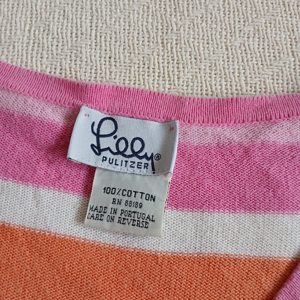 lilly pullitzer cotton vintage striped large sweater preppy chic candy stripe