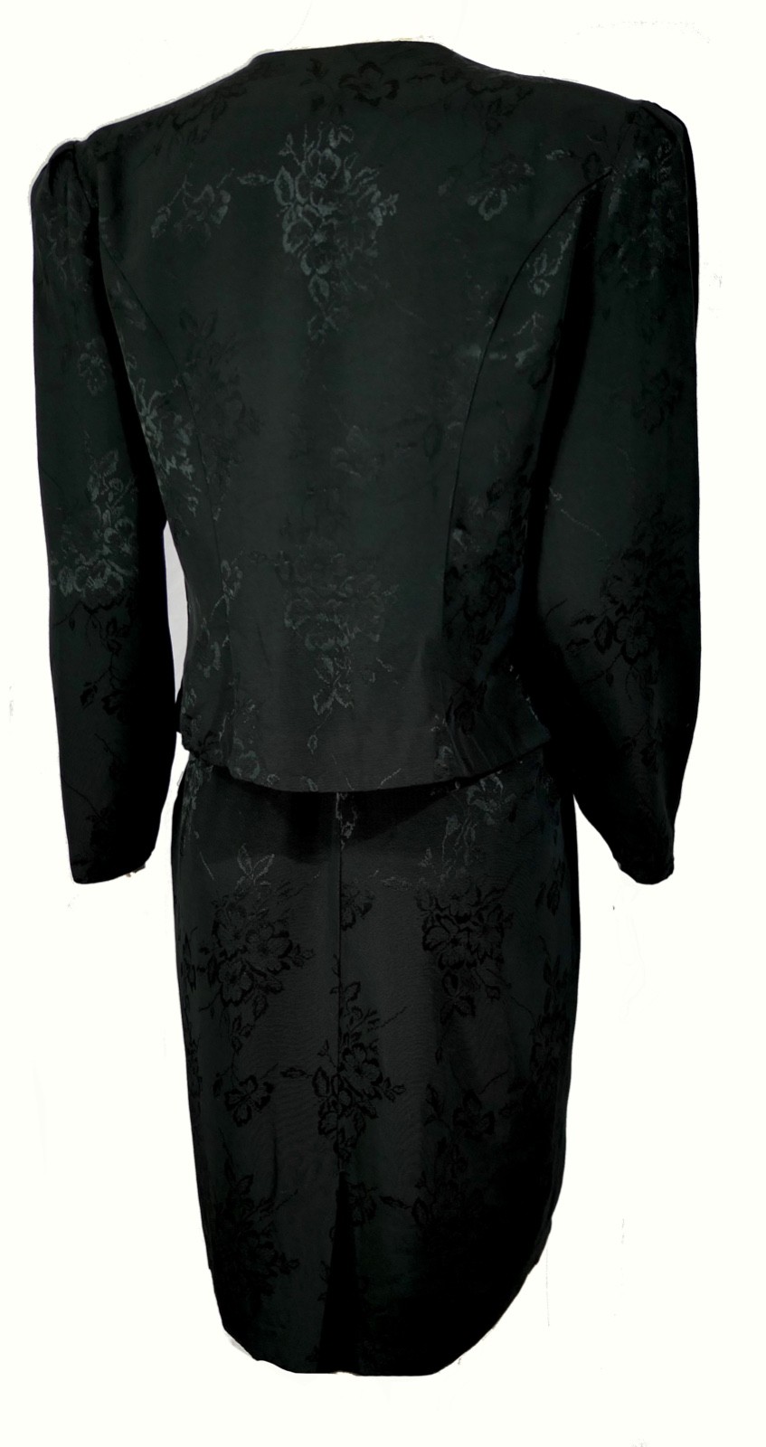Vintage 80s REO Girl Power Black Damask Skirt Blazer Suit Set M