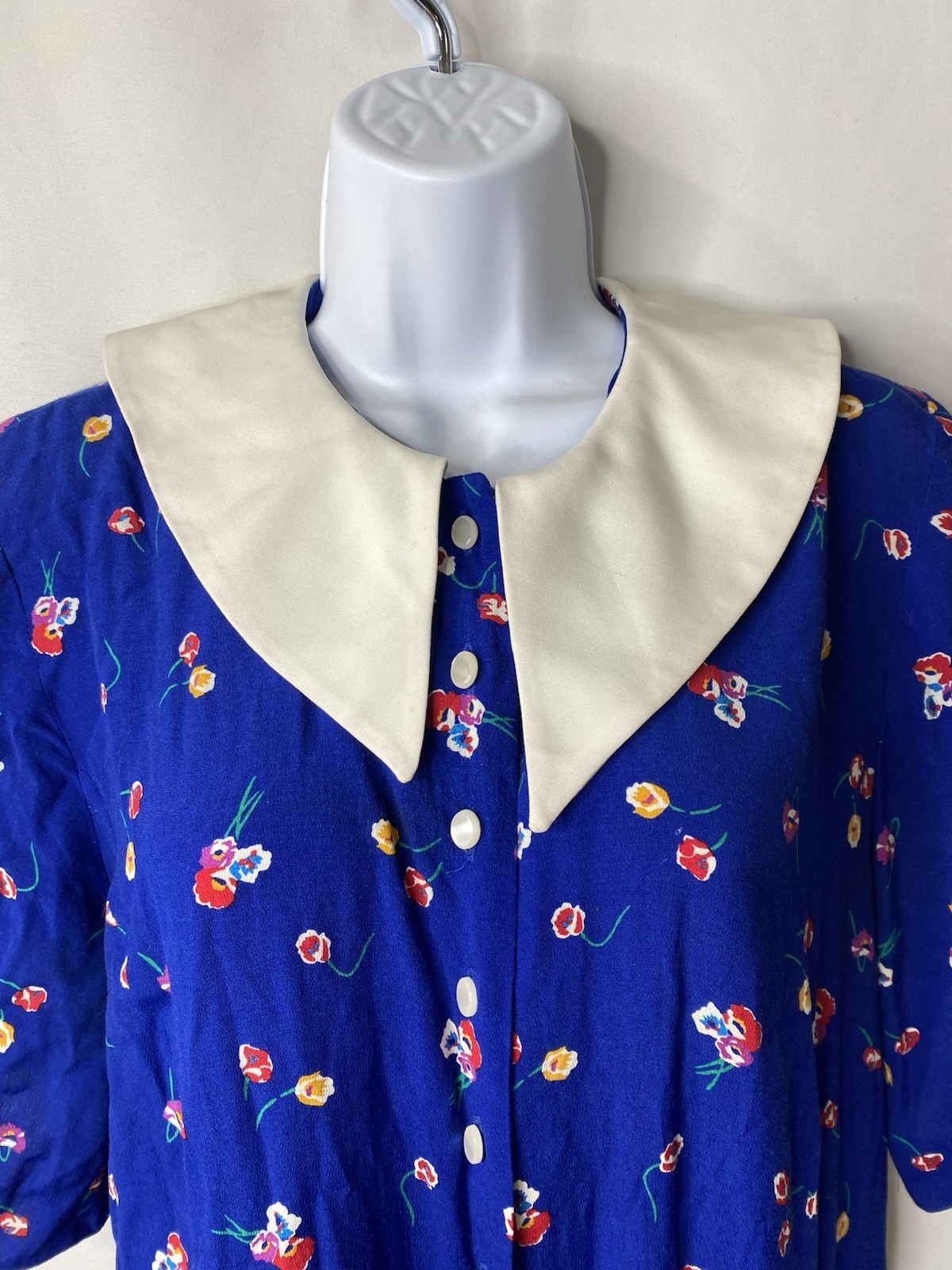 Vintage 80s Sailor Collar Dress Size 10 Cottagecore Nautical Dainty Patriotic