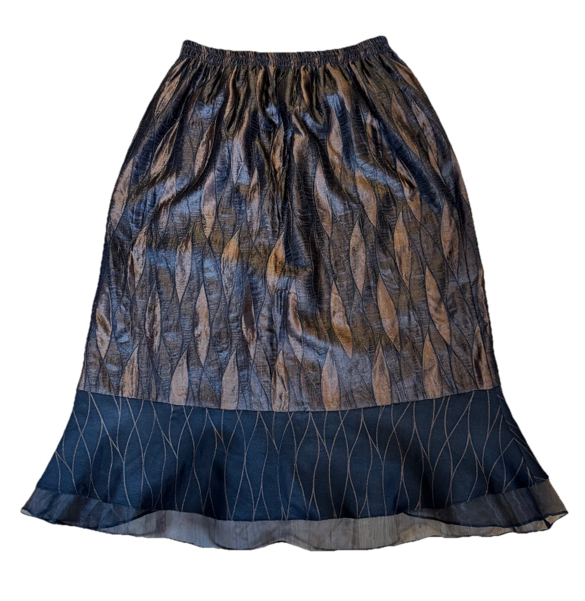 VTG Hosanna Design USA Set 2Pc Top & Skirt Women’s 3x Black Copper Brown Ruffles
