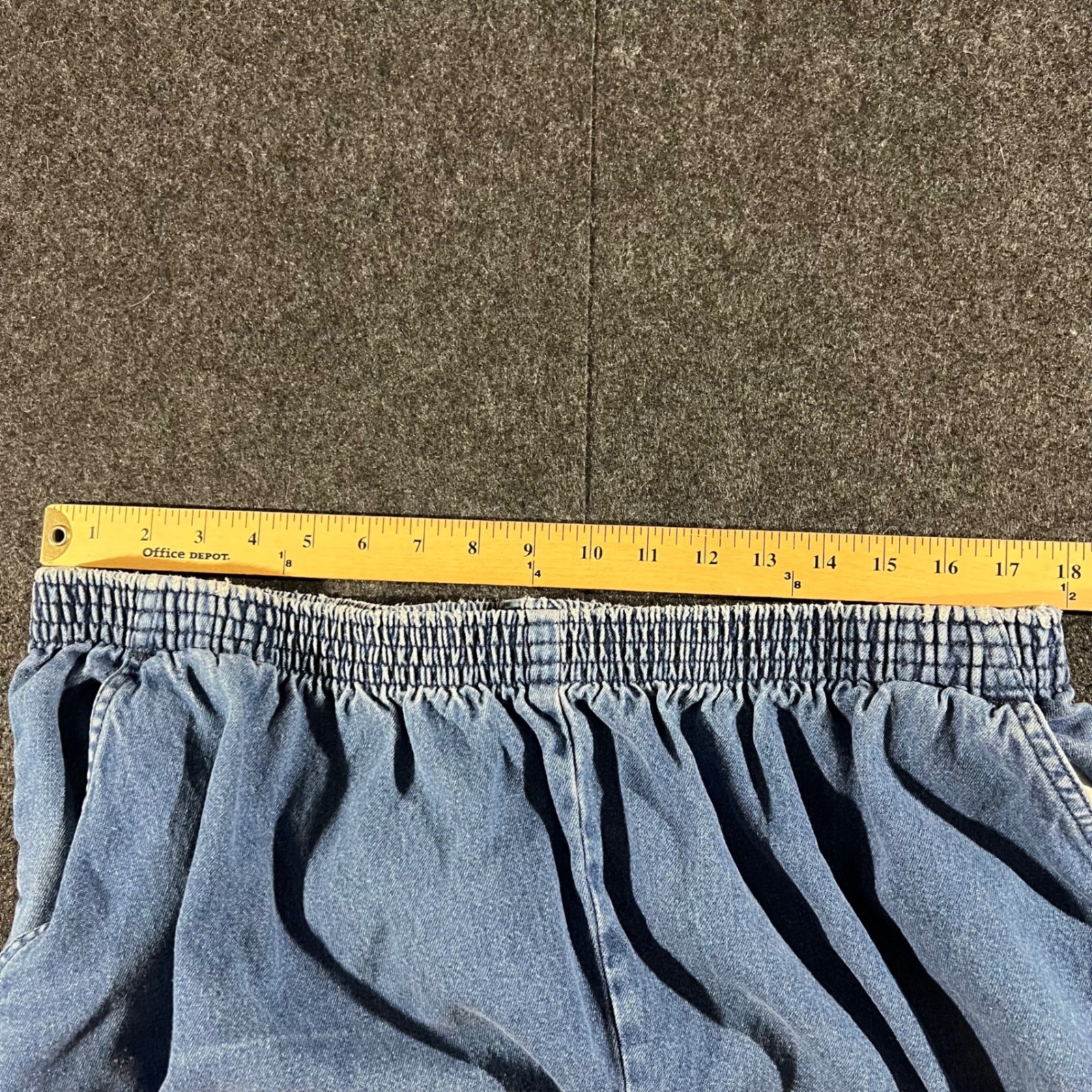 Chic Elastic Waist Jeans Womens 26W Blue Vintage 90s Mom High Rise Tapered Leg