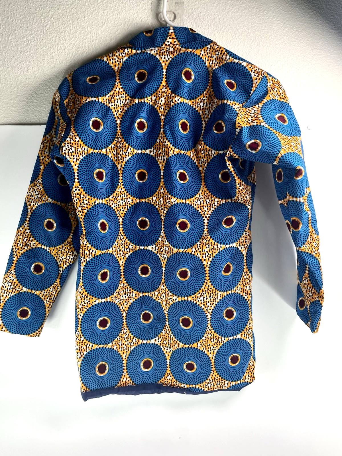 Pure Linen African Print Jacket Women’s Sz Small Blazer Tailored L:28 Slder W:17