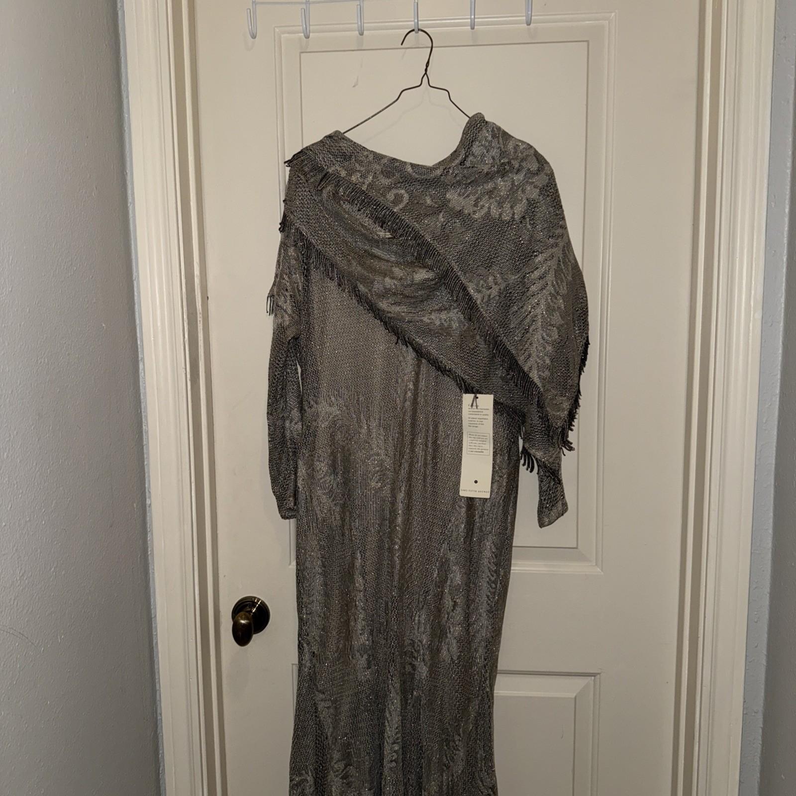 Vintage Saks Fifth Avenue Dress Size S Metallic Ivory Embroidered NEW WITH TAGS