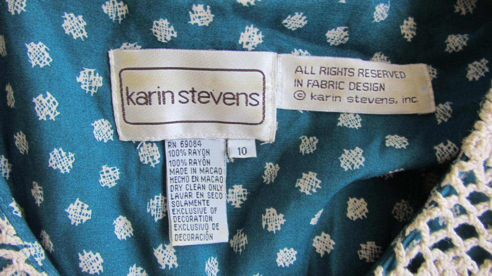 Vintage 90s Karin Stevens Size 10 Crochet Cottagecore Tea Dress