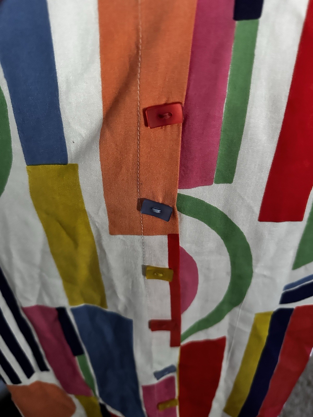 Vintage 90s Take Two Clothing Co Rayon Tunic Blouse L Colorblock Geometric