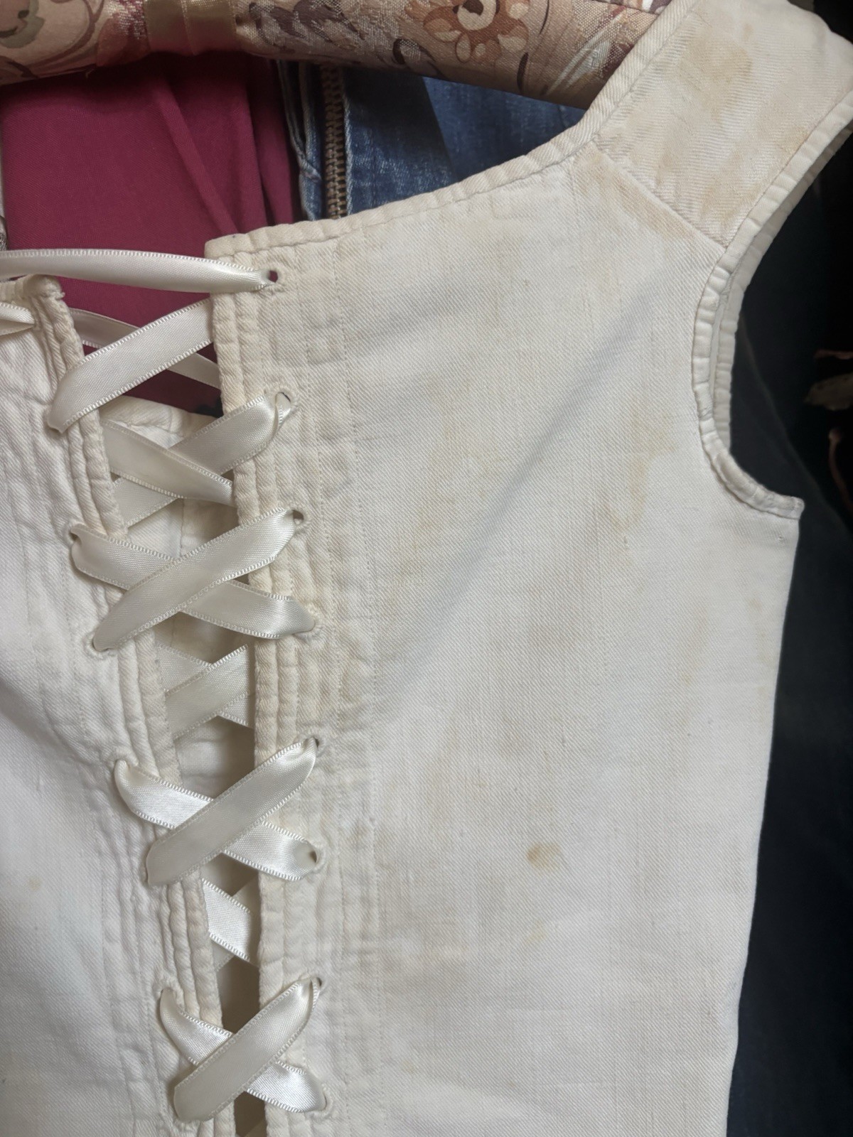 Antique Victorian Corset 1800s Stay Cotton Rare 19th C Western Costume Co