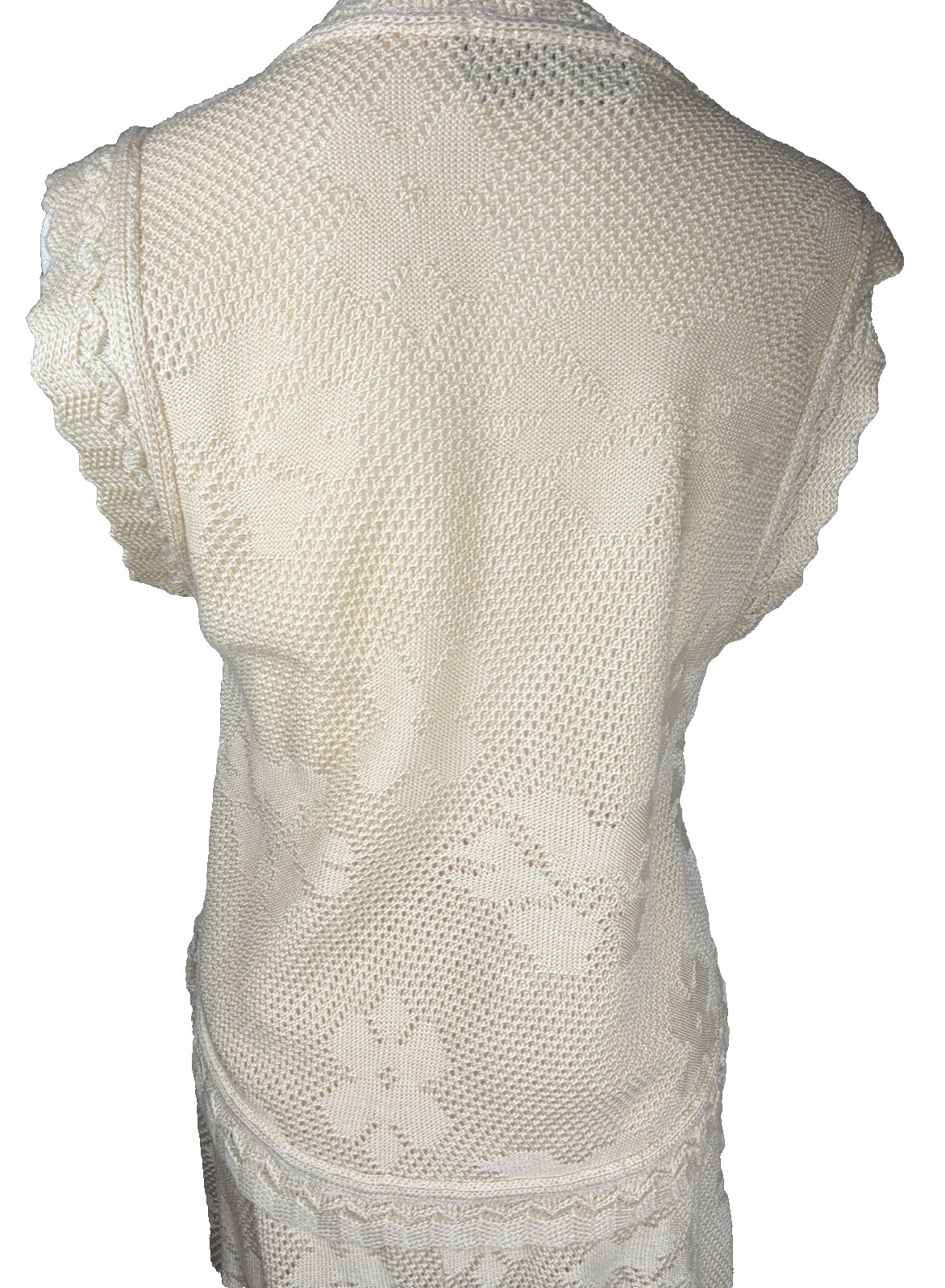 Vintage Mid-Century LeRoy 3-Piece knitwear Set Bohemian Romantic Creme Womens XS