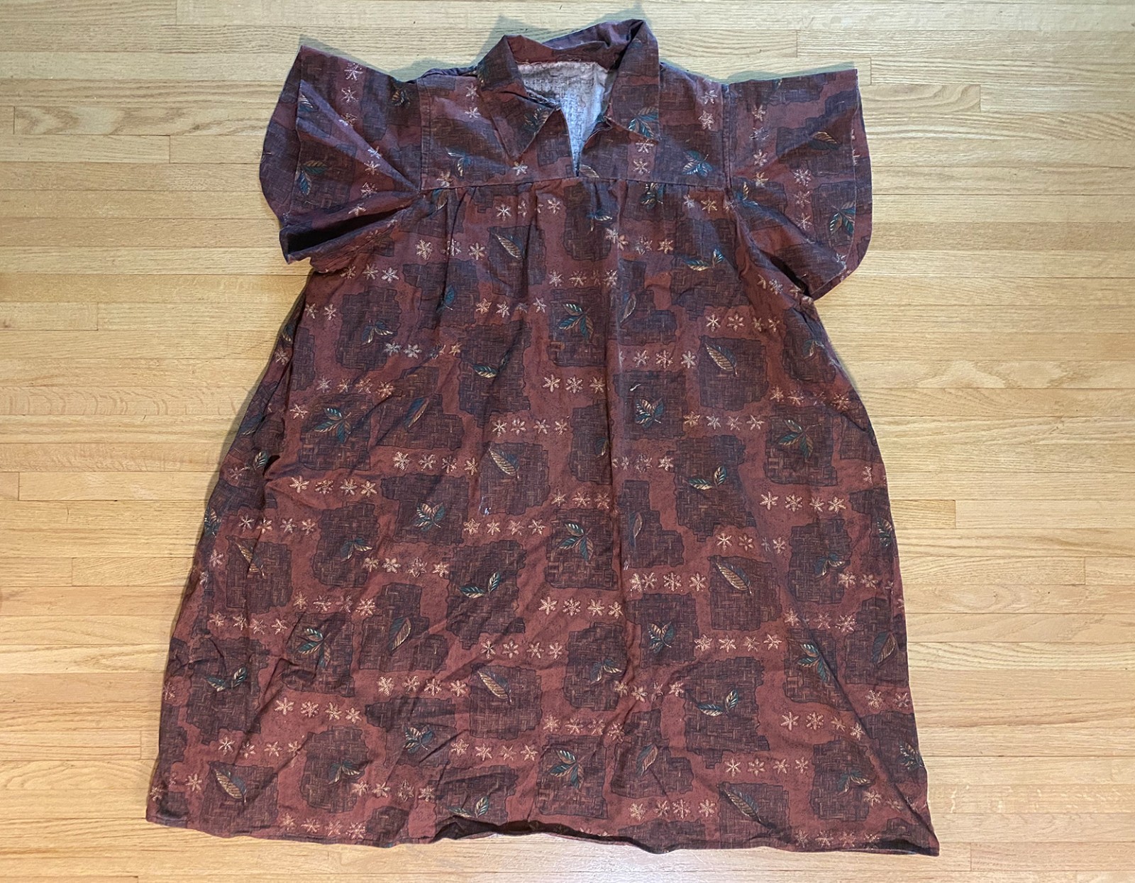 Vintage 50s MCM Tiki House Dress Housecoat Muu Mumu XXXL – 4XL B 56?