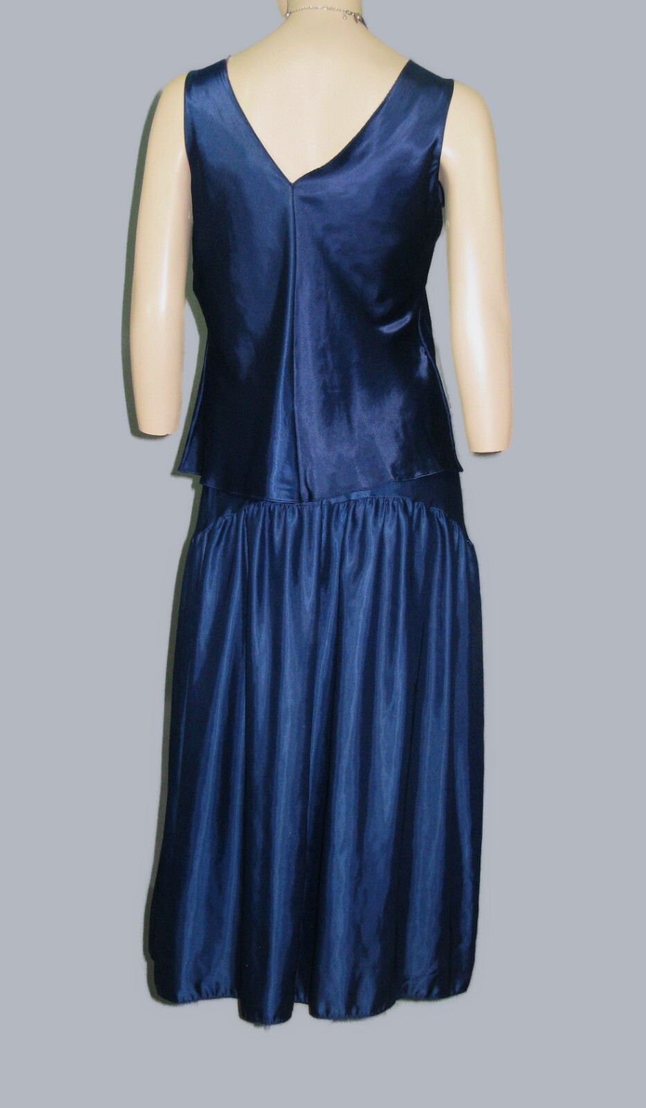 EmbellyShmentz~Vintage Shiny Plush Satin 2 Pc Slip Set Half Slip Med Cami Sz 38