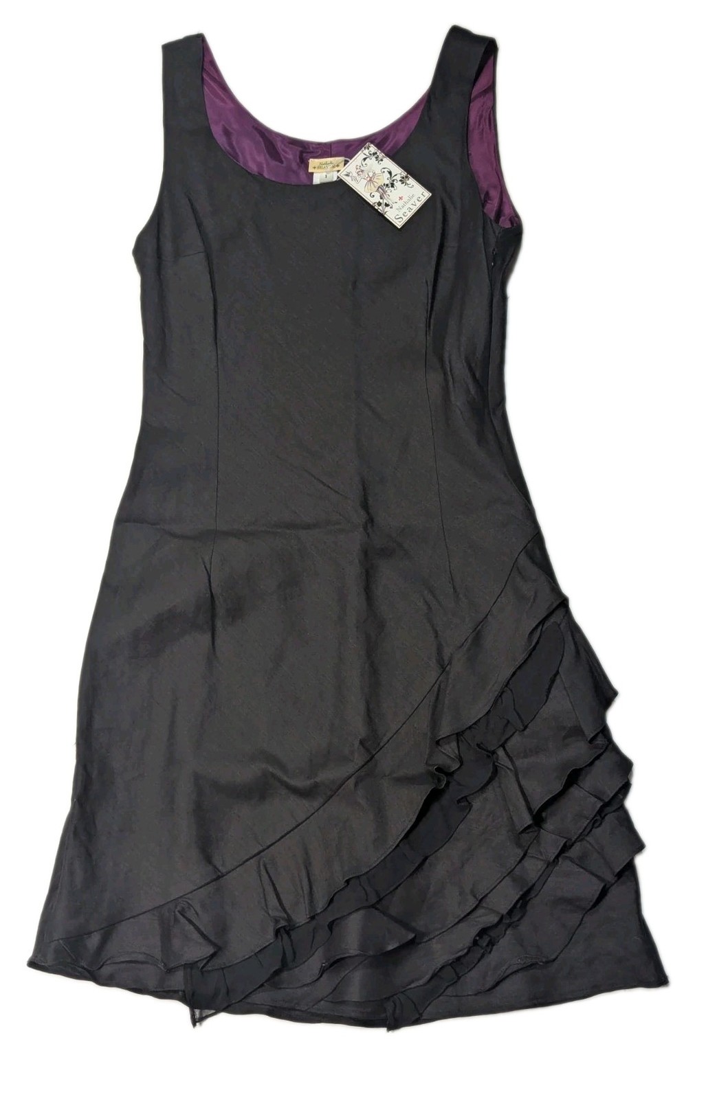 Nathalie Seaver Designer Black Cocktail Dress 1990s Vintage Size 3