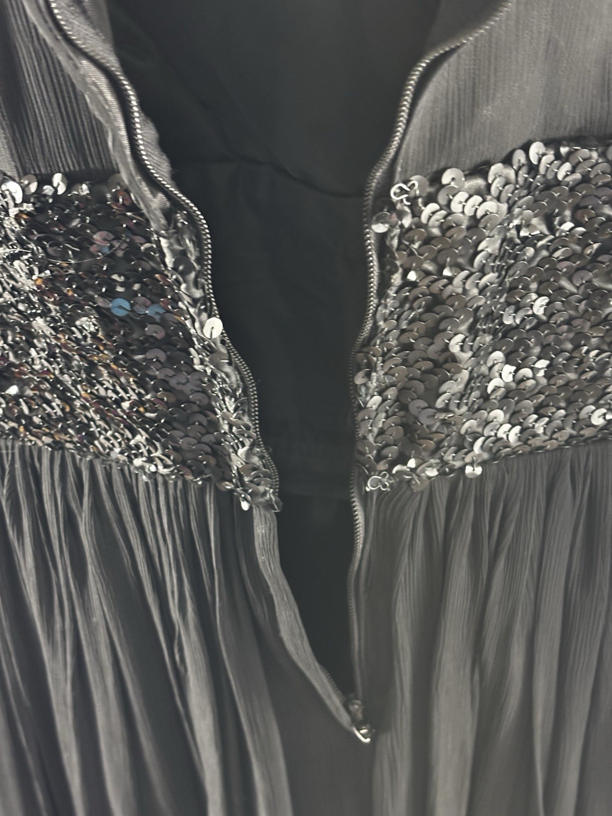 Party Dress Black Sa’Bett of California Chiffon Sequin Cocktail Lined VTG READ