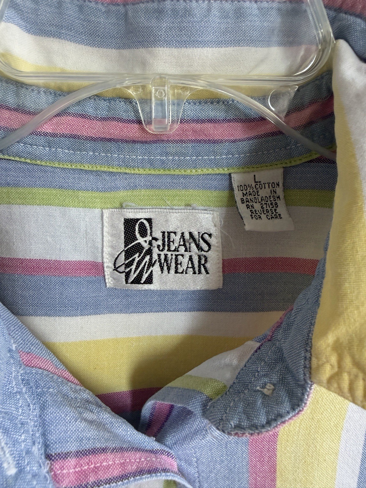 80s JW Jeans Wear 100% cotton short sleeve collared buttonup pastel stripe shirt