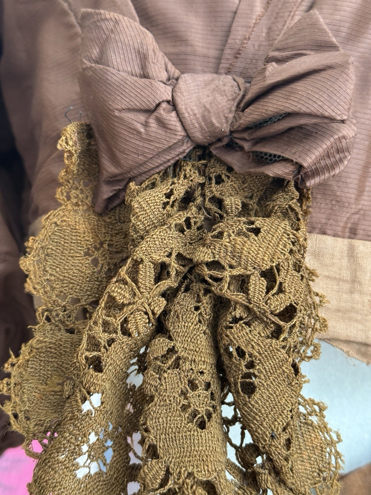 antique 2 piece victorian brown bridal ensemble bodice skirt 1800s small/xs