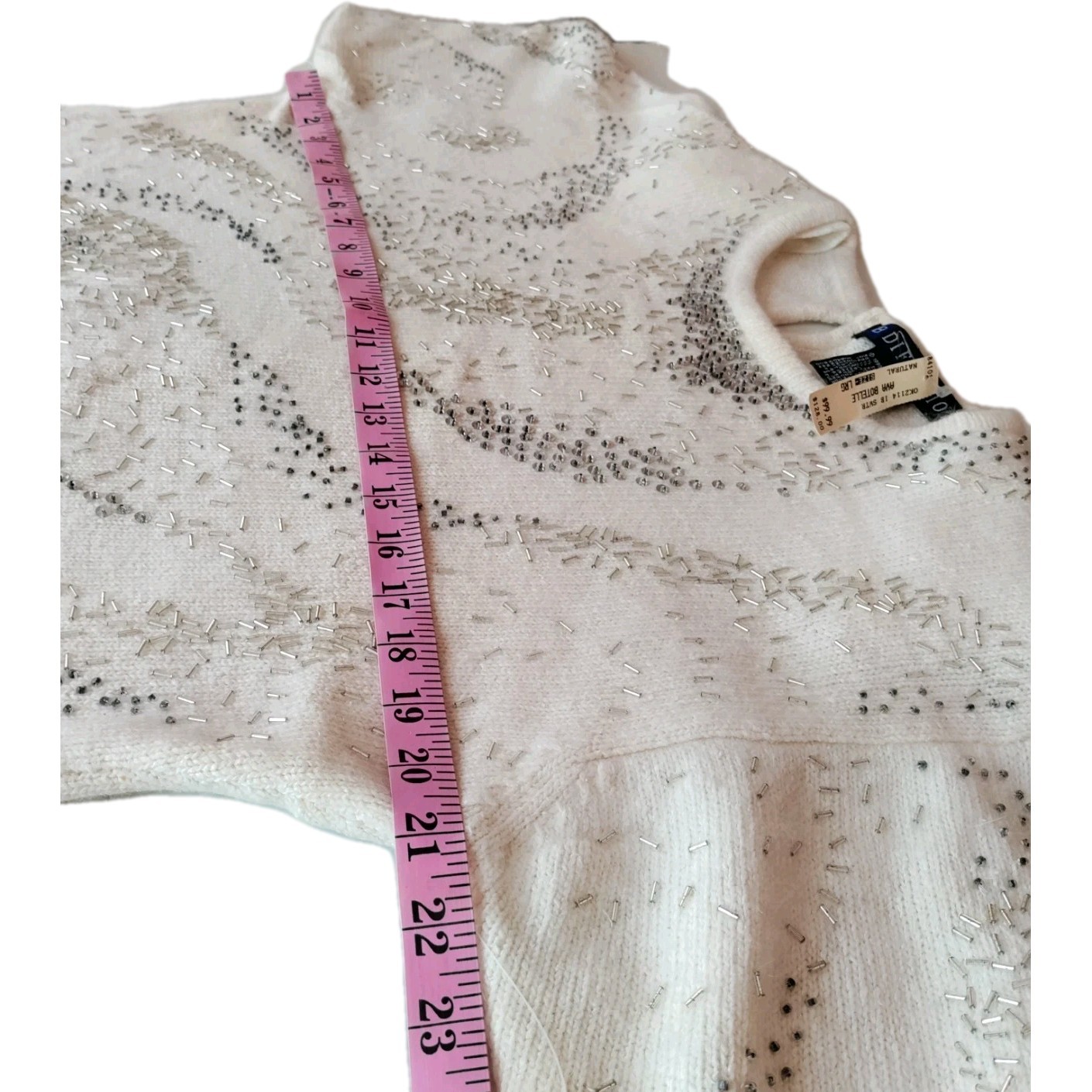 Vintage 90’s I.B. Diffusion Embellished Sweater Silk Blend Ivory Women’s Sz L