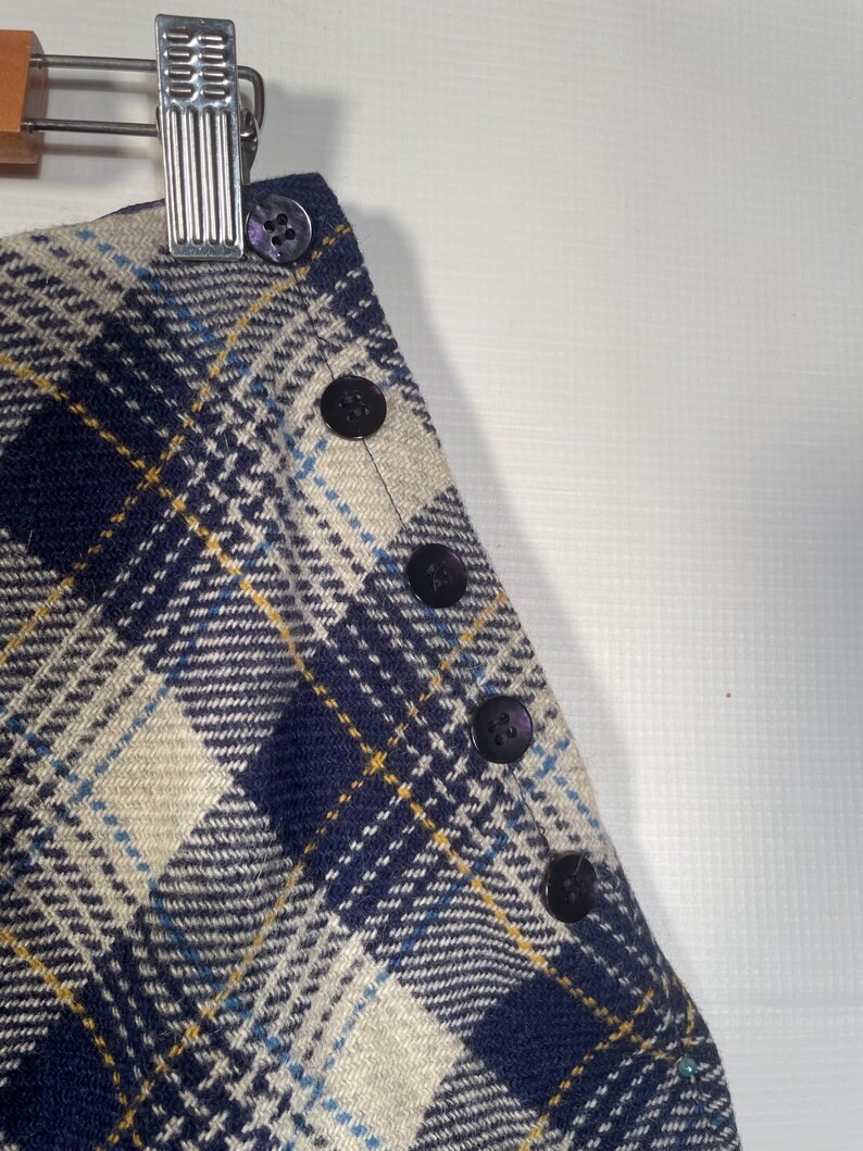 Vintage 1970s Wool Plaid Mini Skirt Size 28 Waist