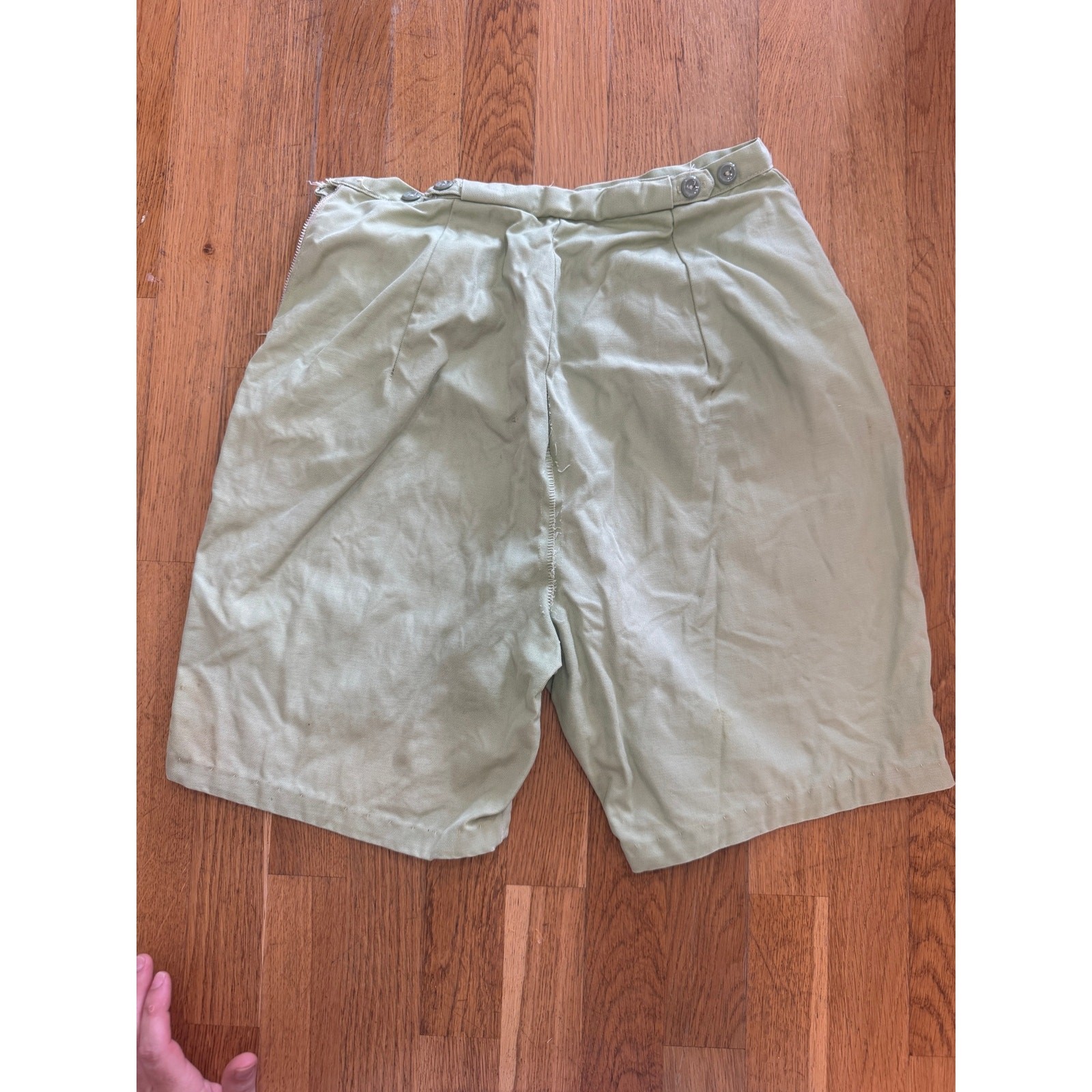 VTG 50s 60s Sage Mint Green High Waisted Cotton Twill Shorts AS IS⁠ S