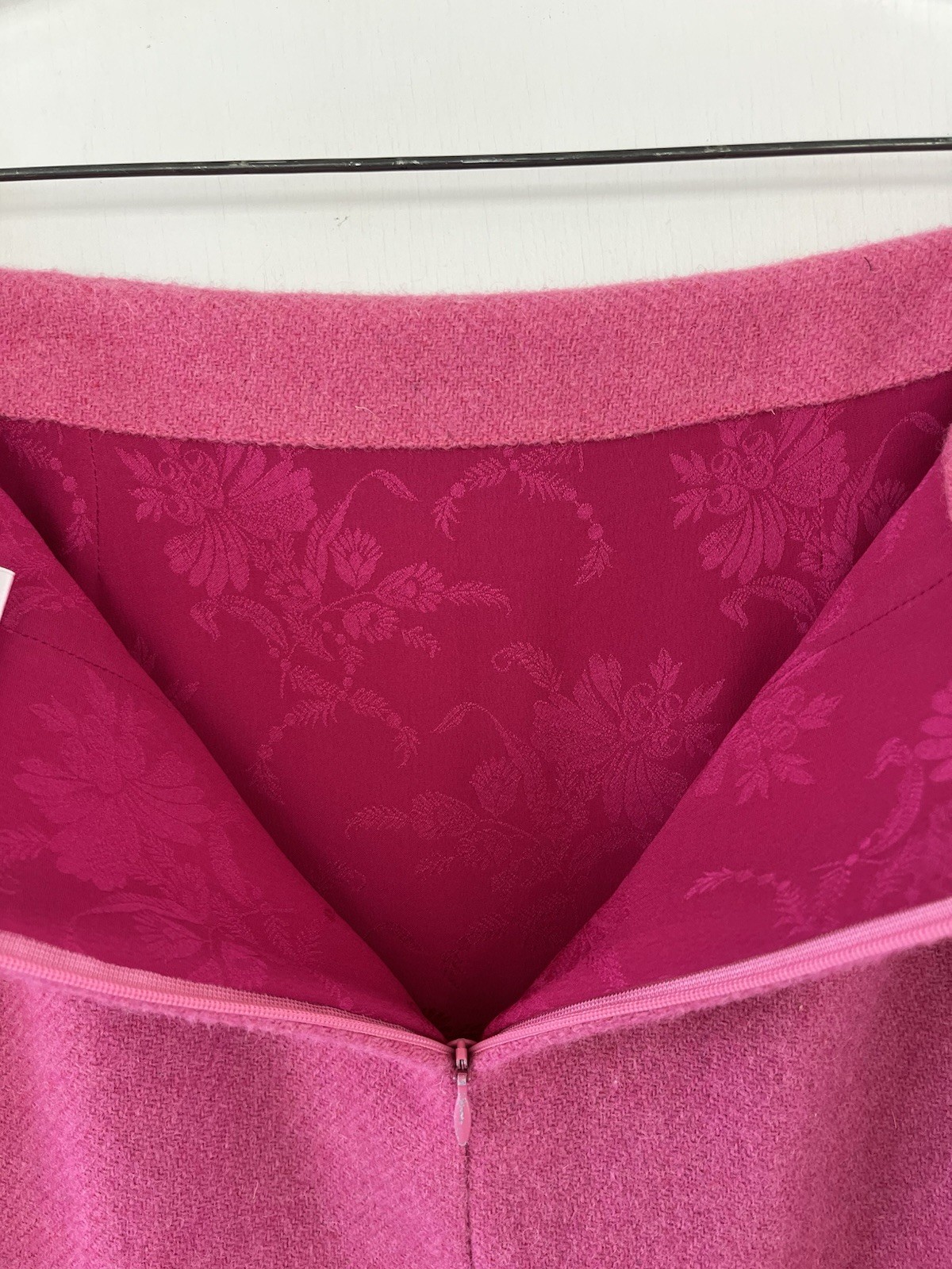 Christian Dior Vintage 1998 John Galliano Pink Wool Skirt Rose Floral Silk