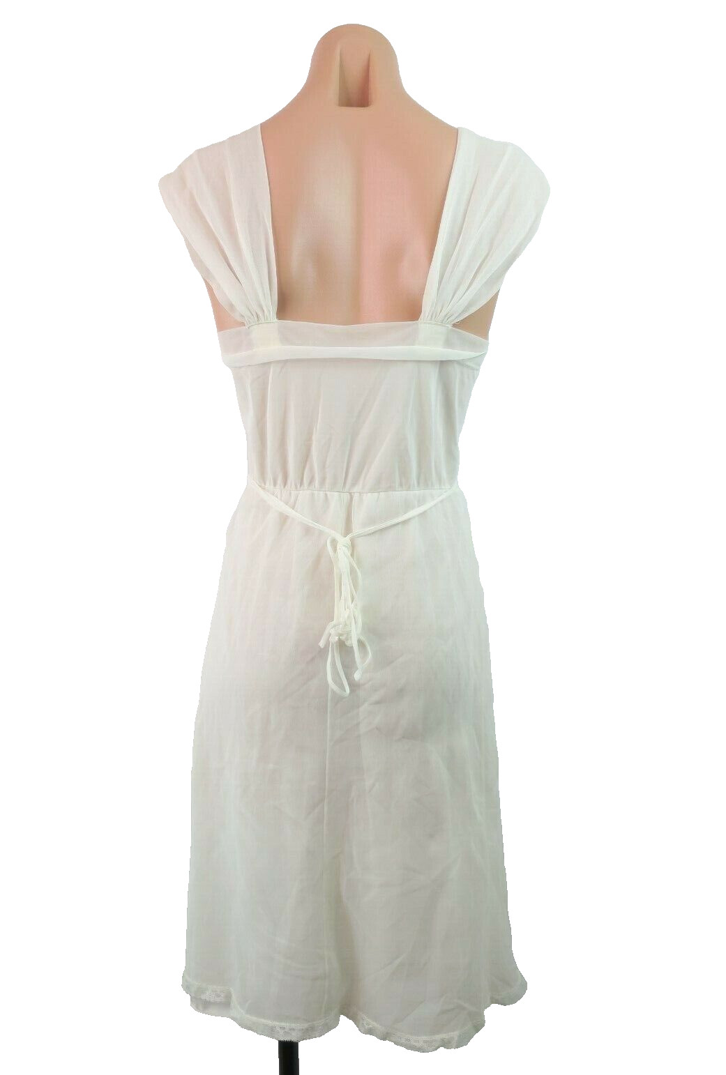 VTG 70s MISTEE Slip sz 4/34 Double Layer Chiffon Lace Empire Waist Bridal Gown