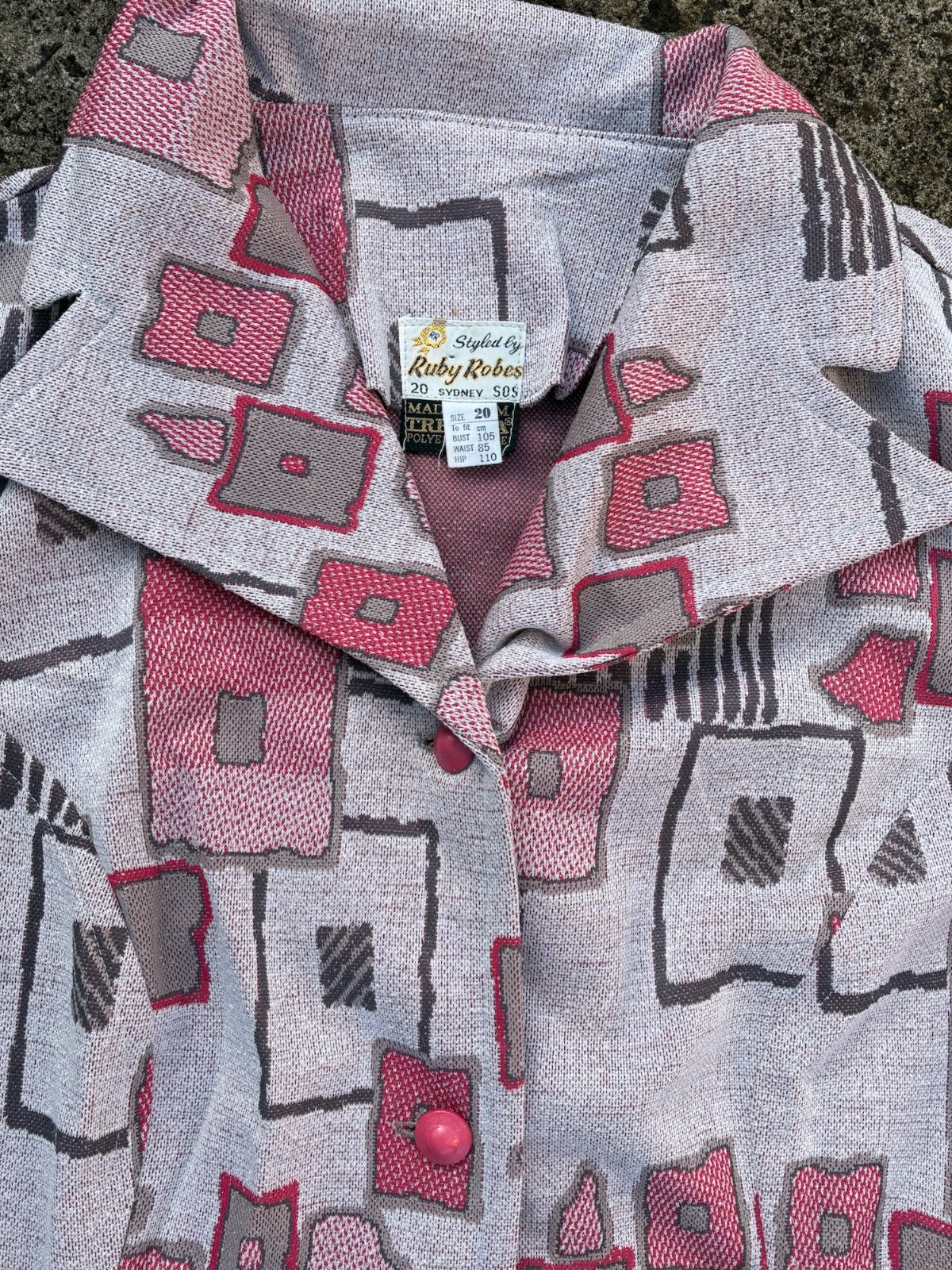 Vintage 70s Unworn Size XL ShirtsDress Brown geometric warm