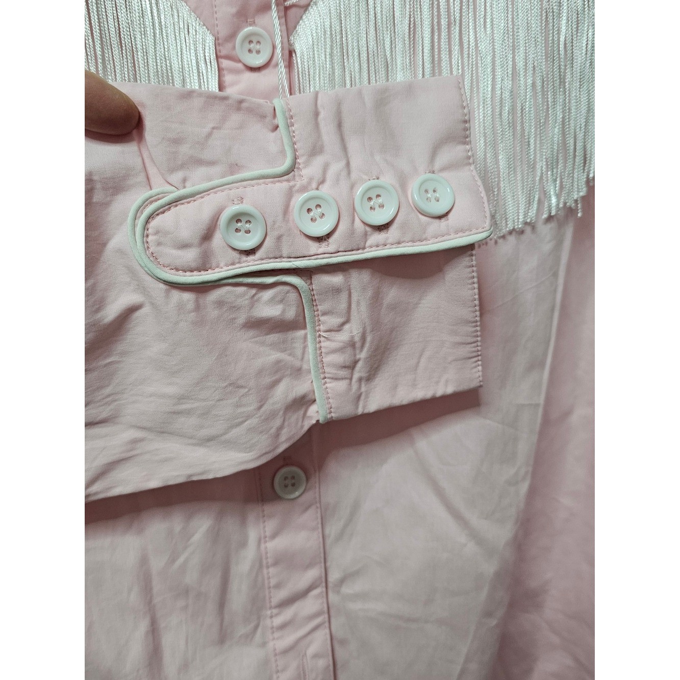 TailorLeads Pink Western Fringe Rose Embroidered Button Shirt XL NWT Rodeo