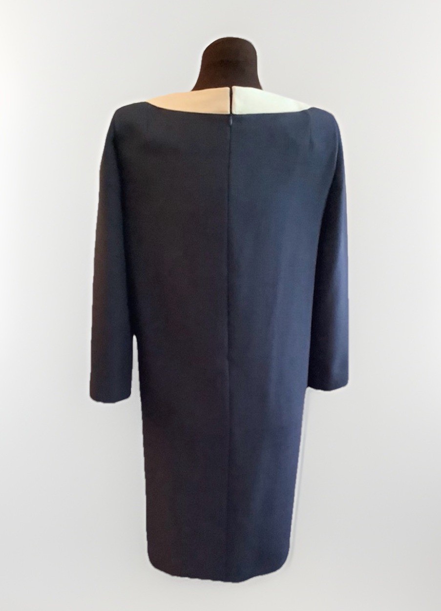 PIERRE CARDIN Modern Dress Sz 10US Med-Lrg Navy Blue Color Block Exl’t Cond